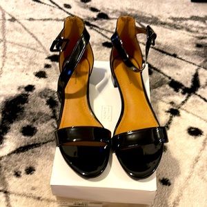 Black Faux Flat Patent Sandals